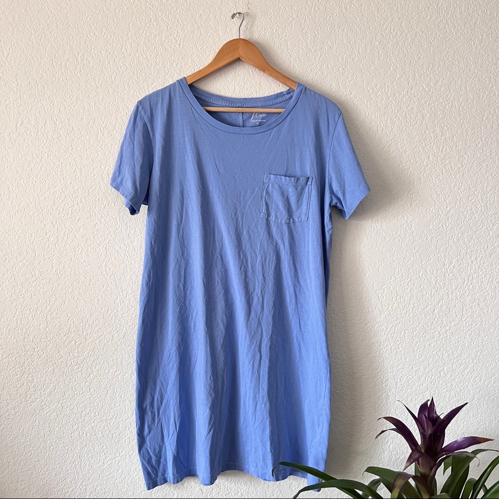 J. Crew Garment Dyed Pocket T-Shirt Dress Size Large (Mended)